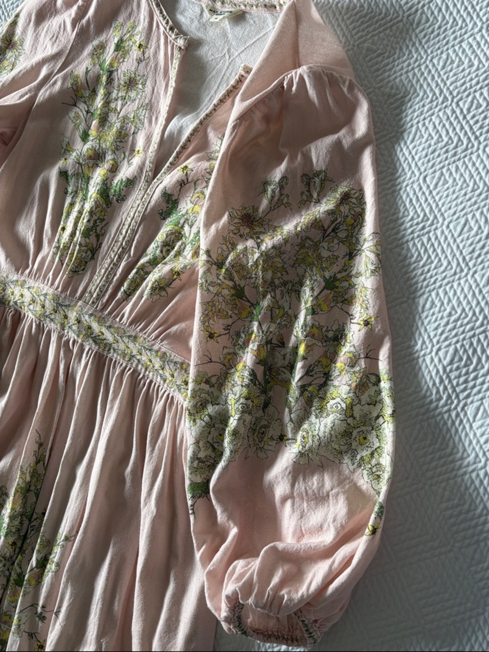 Blush Pink Floral Max Studio Maxi Linen Blend Dress - Picture 8 of 10